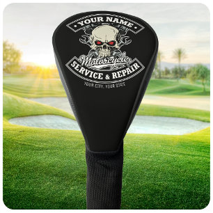 Custom NAME Biker Mechanic Skull Motorcycle Garage Golf Head Cover