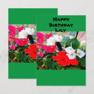 Custom Name Birth-Day Red Hibiscus Watercolor Card