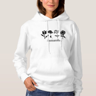 Custom Name Birth Month Birth Flower Black Hoodie