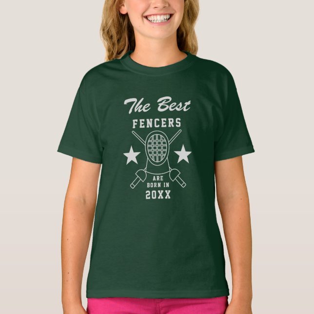 Custom Name Birth Year Fencing Birthday T-Shirt (Front)