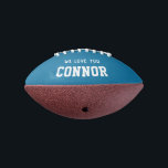Custom Name Birthday Boy Message Blue Personalised Football<br><div class="desc">Great gift for a sports fan: This kid sized mini football customised with your name and message in a cool retro blue. Awesome birthday or back to school gift.</div>
