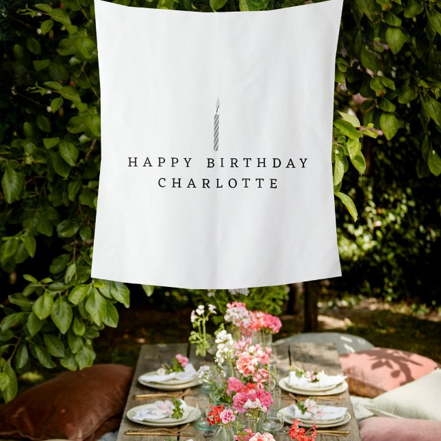 Custom Name Birthday Candle Flag Fabric Banner Tapestry (Custom Name Birthday Candle Flag Fabric Banner Tapestry)