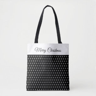 Custom Name Black and White Polka Dot Tote Bag