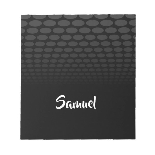 Custom name black circles fading notepad (Front)