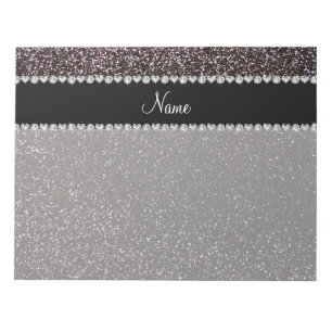 Custom name black glitter black stripe notepad