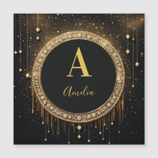 Custom Name Black Glitter Monogram Letter