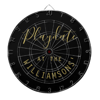 Custom Name Black Gold Playdate Script Minimalist  Dartboard