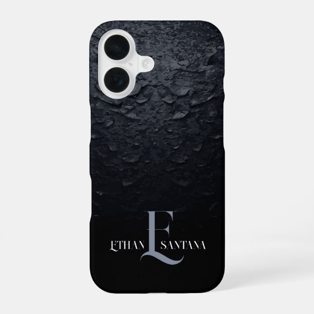Custom Name Black Gradient iPhone 16 Case (Back)