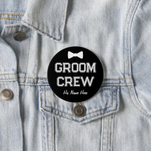 Custom Name Black Groom Crew Bachelor Party 7.5 Cm Round Badge
