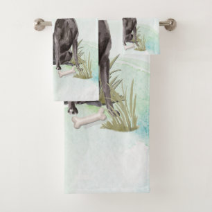 Custom Name Black Lab Pet Dog Bath Towel Set