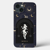 Custom Name Black Mystic Zodiac Leo