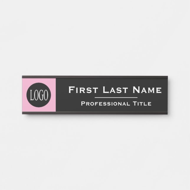 Custom Name | Black & Pink Office Door Sign (Front)