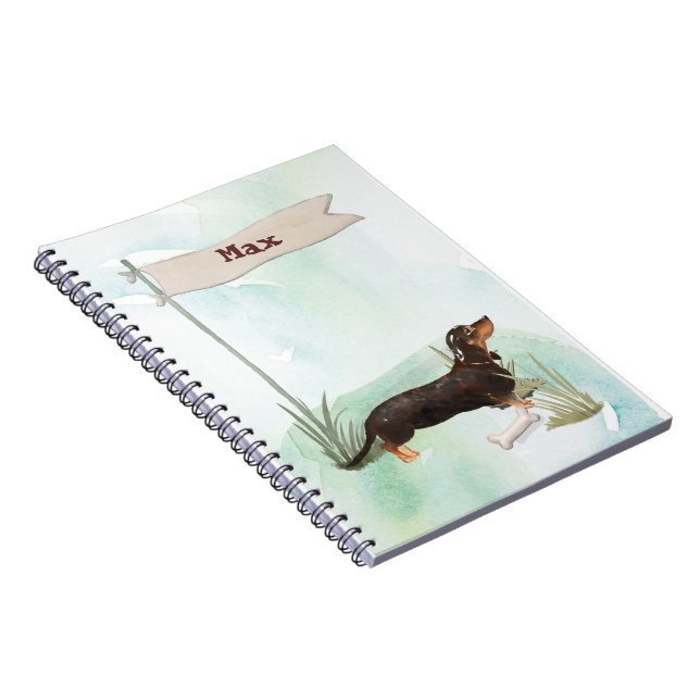 Custom Name Black & Tan Dachshund Pet Dog Notebook (Right Side)
