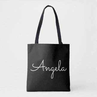 Custom Name Black Tote Bag