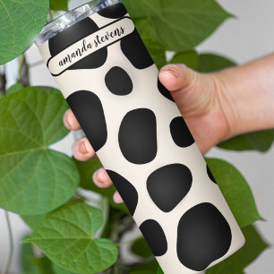 Custom Name Black Typography Abstract Pattern Thermal Tumbler