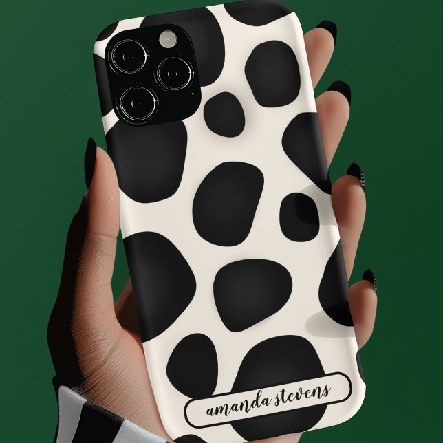 Custom Name Black Typography Pattern Abstract iPhone Case (Creator Uploaded)