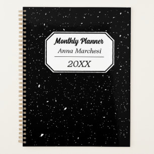Custom Name Black & White Checkered Planner