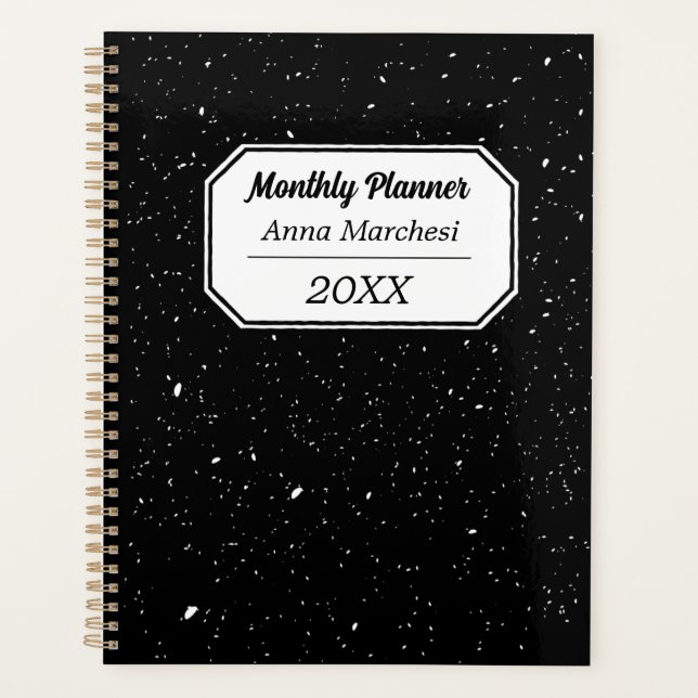 Custom Name Black & White Checkered Planner (Front)