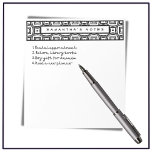 Custom Name Black & White Geometric Pattern Notepad<br><div class="desc">Stylish custom name design featuring a geometric pattern in classic black and white. Perfect for lovers of simple patterns with a modern edgy look. Click personalise to easily add your name or text of choice.</div>