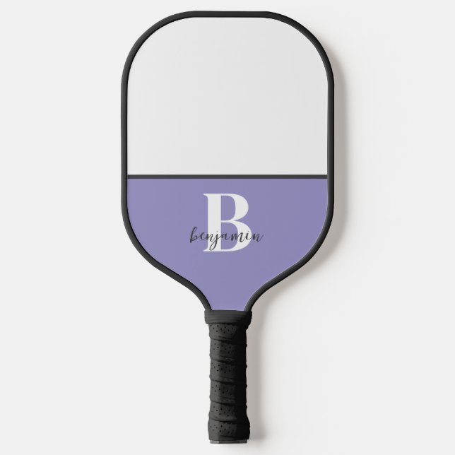 Custom Name Black White Monogram Pickleball Paddle (Front)