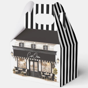 Custom Name Black White Paris Café Birthday Party Favour Box