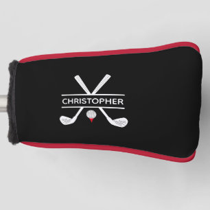 Custom Name Black White Red Golf Head Cover