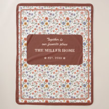Custom Name Blanket, Family Blanket with Floral