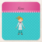 Custom name blonde girl doctor turquoise dots