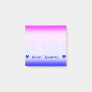 Custom Name; Blue and Magenta Streaks Pattern Post-it Notes