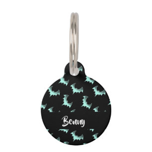Custom name blue bats pet tag