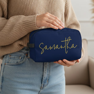 Custom Name Blue Cosmetic Bag for Bridesmaid & Mum