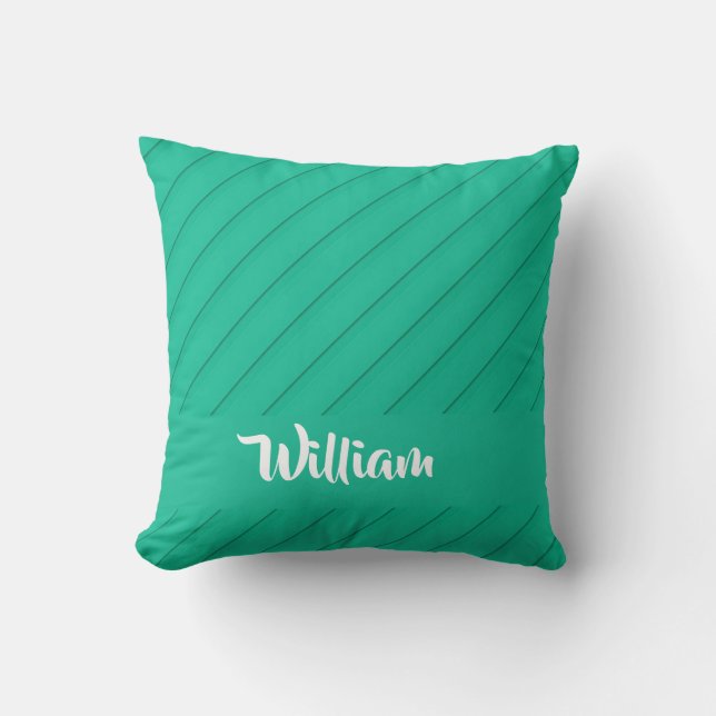 Custom name blue diagonal plastic textured cushion (Front)