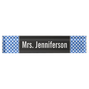 Custom Name + Blue Dots/Circles Pattern Nameplate