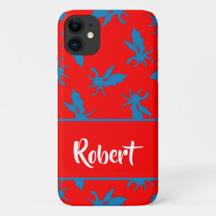 Custom name blue dragons on red Case-Mate iPhone case
