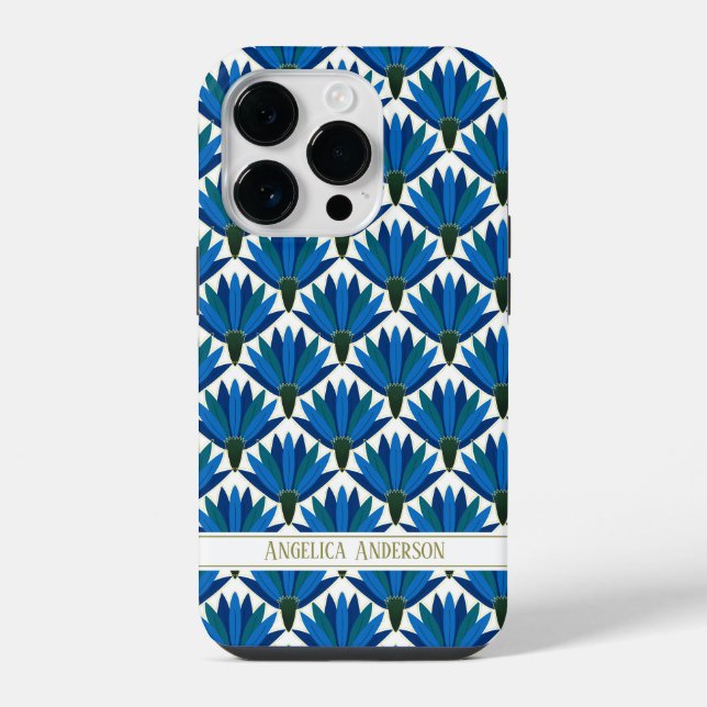 Custom name Blue flowers  iPhone Case (Back)