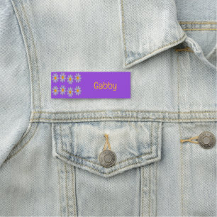 Custom name blue flowers on purple tag