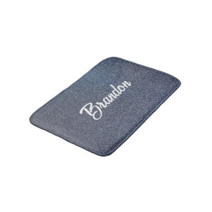 Custom name blue glitter bath mat