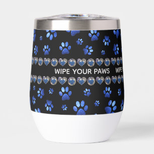 Custom name, blue glitter dog paws