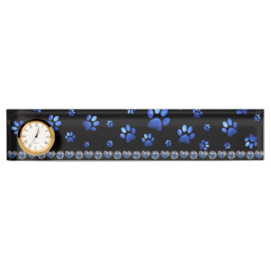 Custom name, blue glitter dog paws nameplate