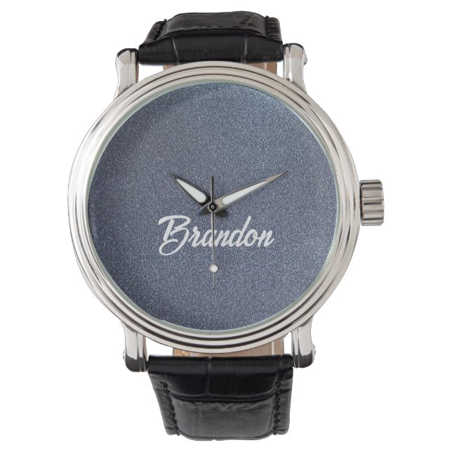 Custom name blue glitter watch (Front)
