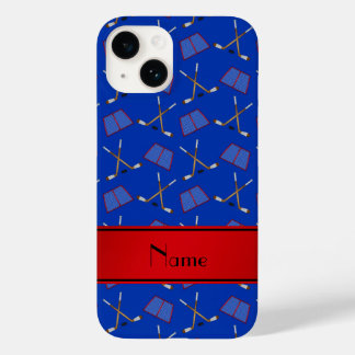 Custom name blue hockey sticks red stripe Case-Mate iPhone 14 case