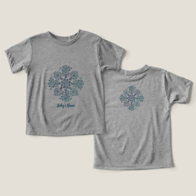  Custom Name  - Blue Hungarian Folk Floral  (Design Front & Back)