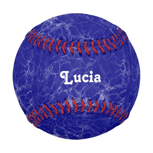 Custom name blue marble pattern baseball (Front)