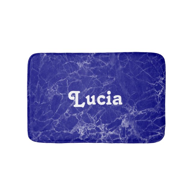 Custom name blue marble pattern bath mat (Front)