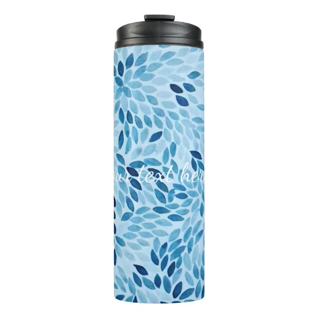 Custom Name | Blue Mosaic Petals Thermal Tumbler (Front)