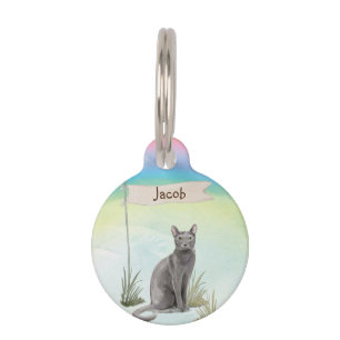 Custom Name Blue Russian Cat Pet Tag