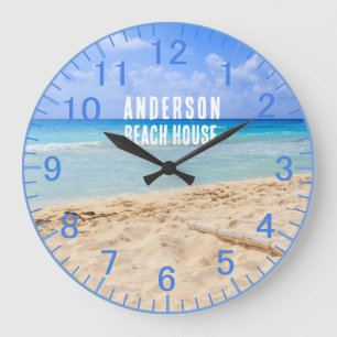 Custom Name Blue Sand Beach Clock