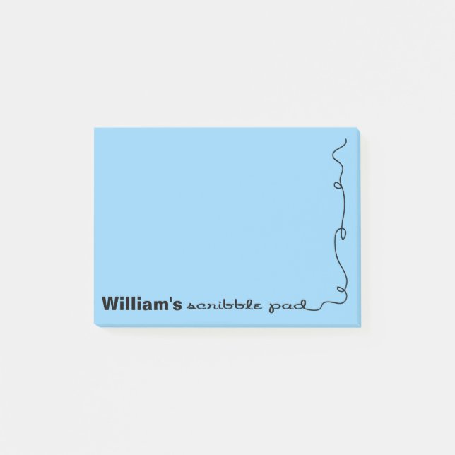 Custom Name Blue Scribble Pad Post-it Notes (Front)