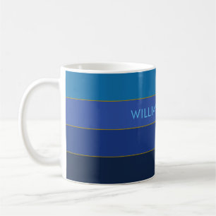 Custom Name Blue Shades Colour Block Coffee Mug