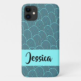 Custom name blue spiral waves Case-Mate iPhone case